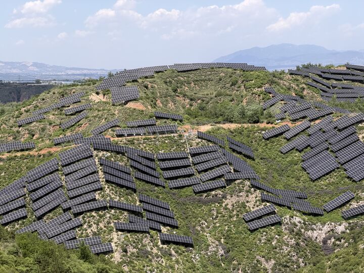 Solar cells on mountain