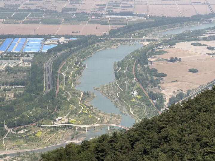 View from a newly built mountain tourist spot down to the Fen river