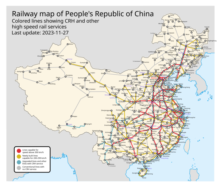 Rail map of China